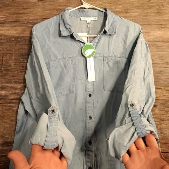 Jane Delancey Denim Casual Button Down Shirt for Women - Picture 2 of 9